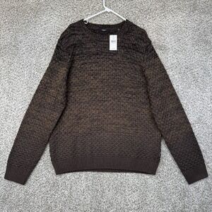 NEW Jack & Jones Sweater Men's 2XL XX Knit Crew Java Brown Chunky Pullover Thick